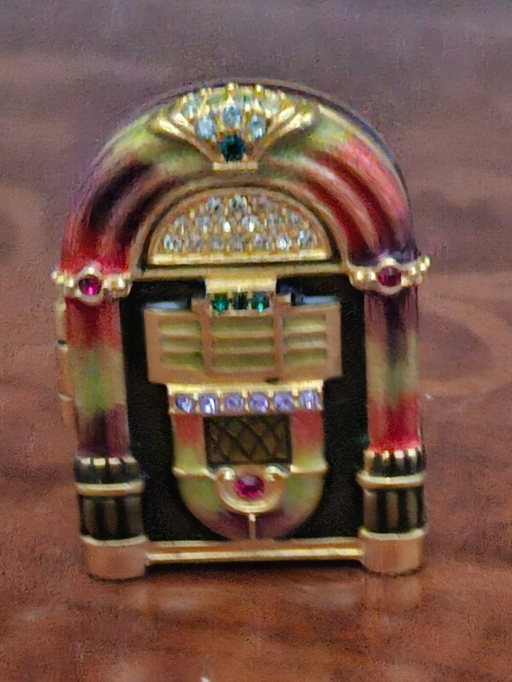 RARE JAY STRONGWATER ESTEE LAUDER ART DECO JUKE MUSIC BOX CRYSTAL COMPACT BOX